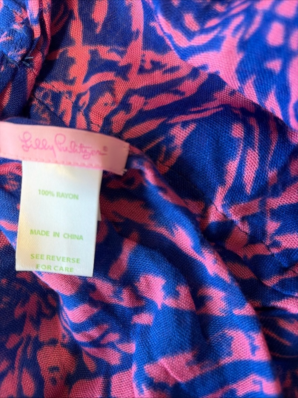 Lilly Pulitzer Pink Blue Infinity Scarf with Abstract Floral Print Zebra Animal - Picture 6 of 7